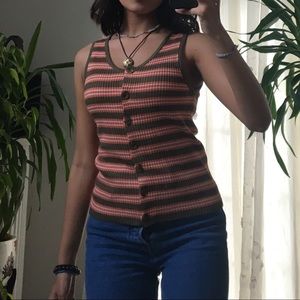 striped ribbed cami tank top